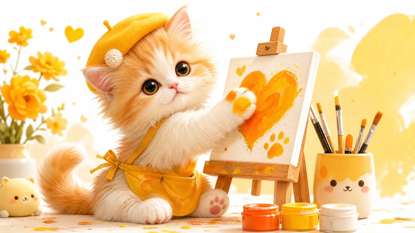 猫咪用爪子在画布上作画的创意才艺视频缩略图